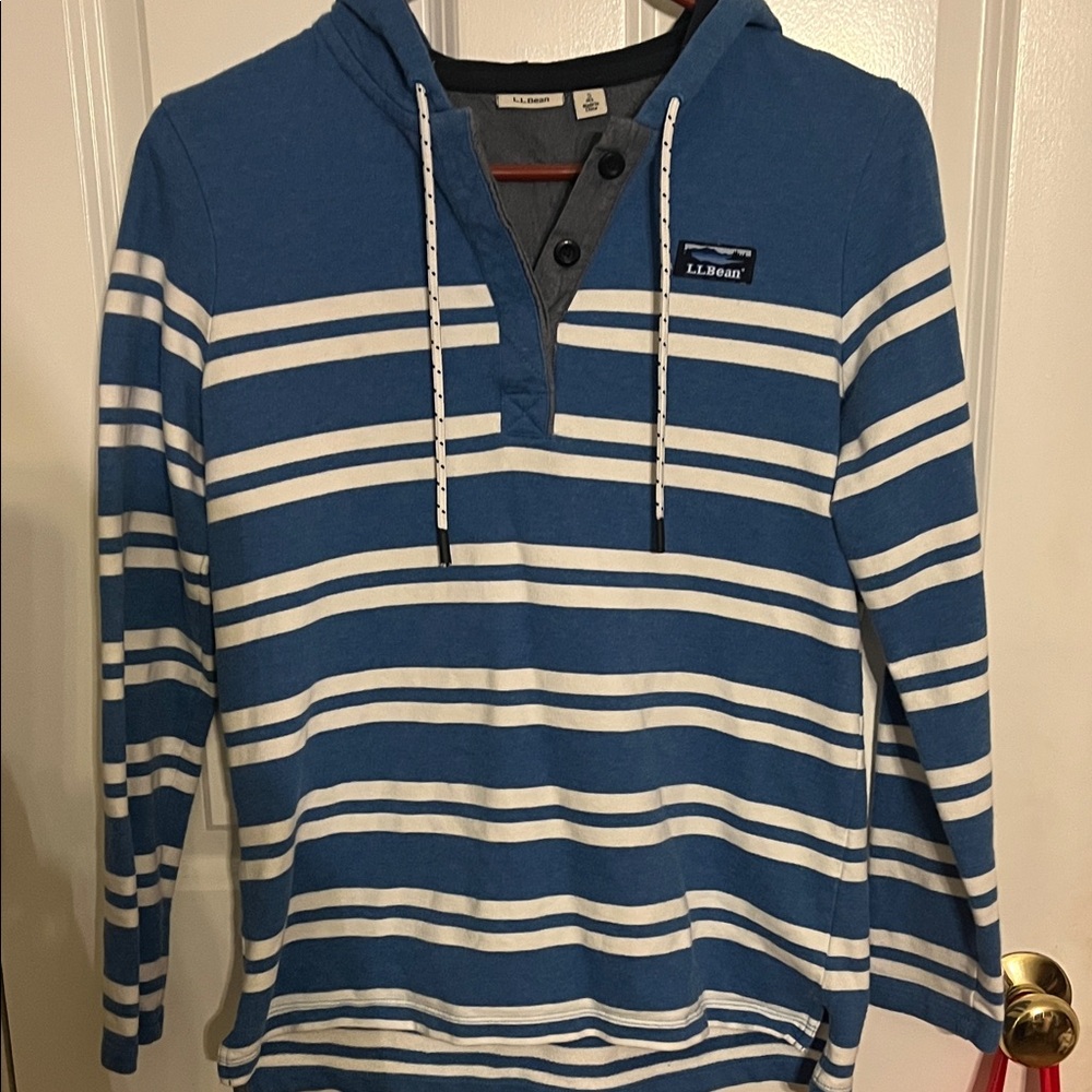 L.L. Bean Blue and White Striped Hoodie boys